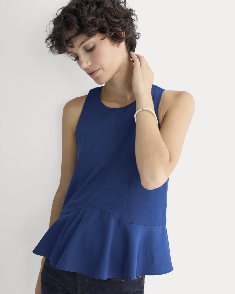 Sleeveless Peplum Top | Estate Blue