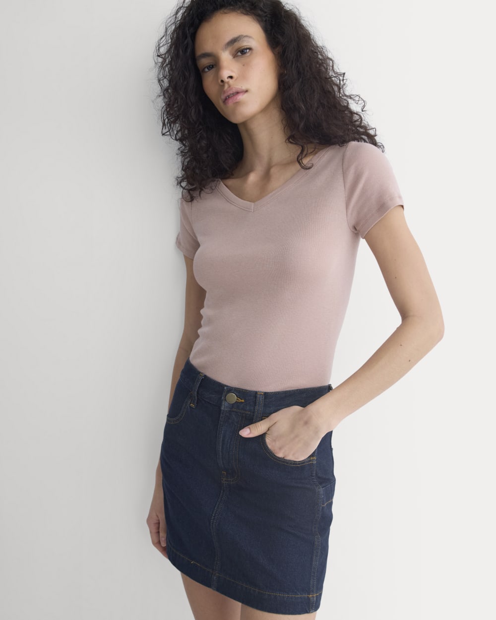 Tissue Short-Sleeve V-Neck Top | Dusty Rose - Image 5