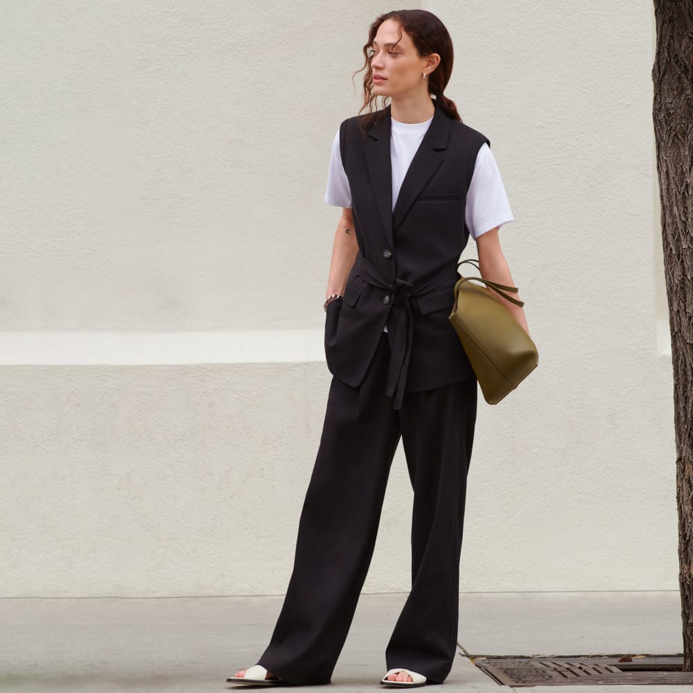 The Sleeveless Blazer in Buttersmooth | Black - Image 7