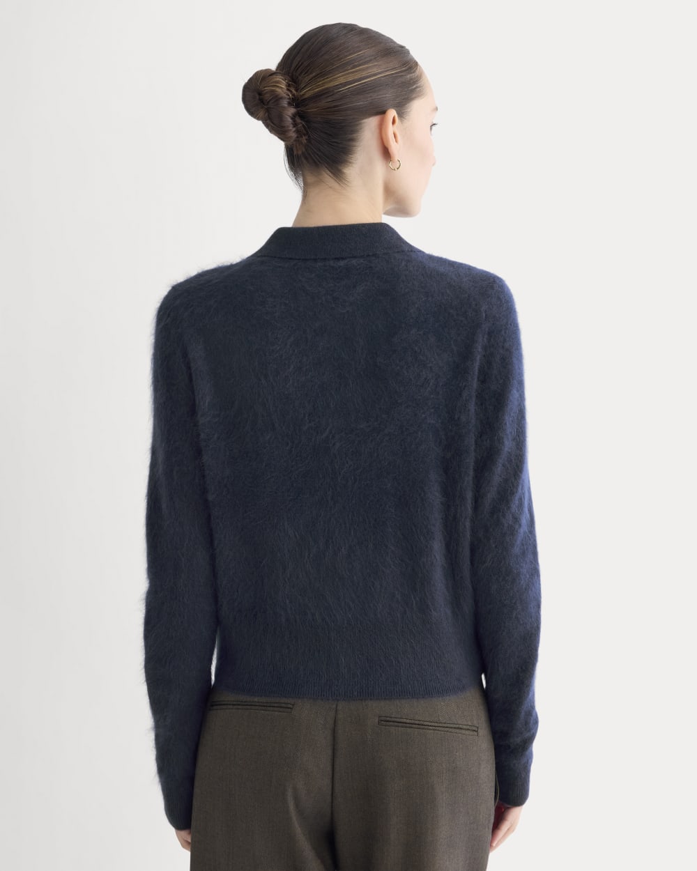 Lush Cashmere Cropped Polo Sweater | Starry Navy - Image 9