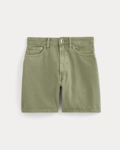 Alternative view of The A-Line Denim Short | Neutral Oil Green