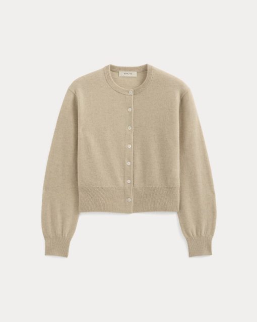 Alternative view of Cashmere Cropped Cardigan | Heather Light Camel