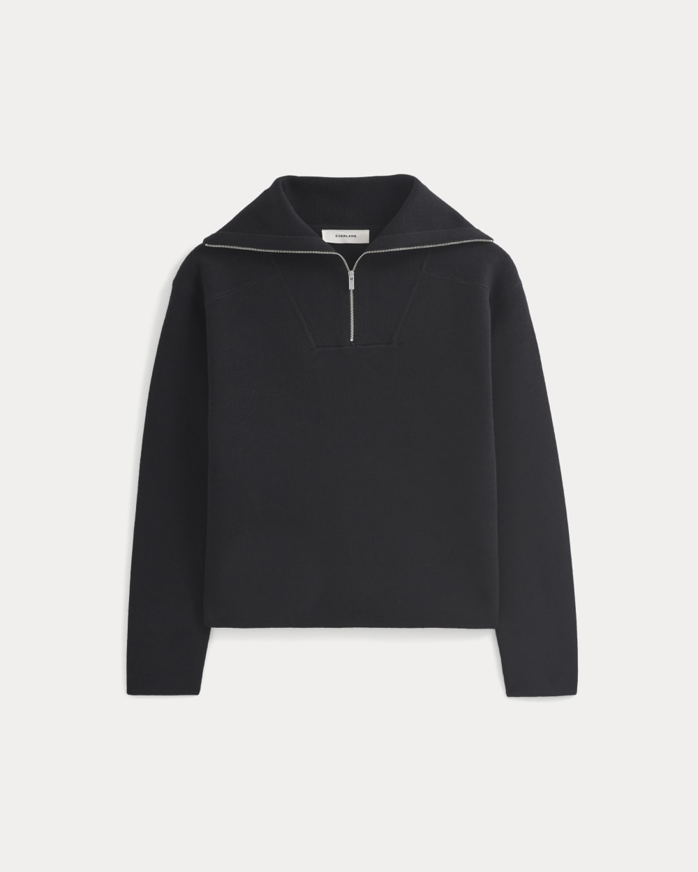 Double Knit Half-Zip in Cotton Merino | Black - Image 2