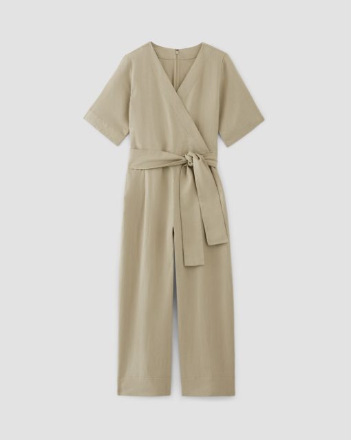 Alternative view of The Wrap Jumpsuit in Linen | Trench Coat Khaki