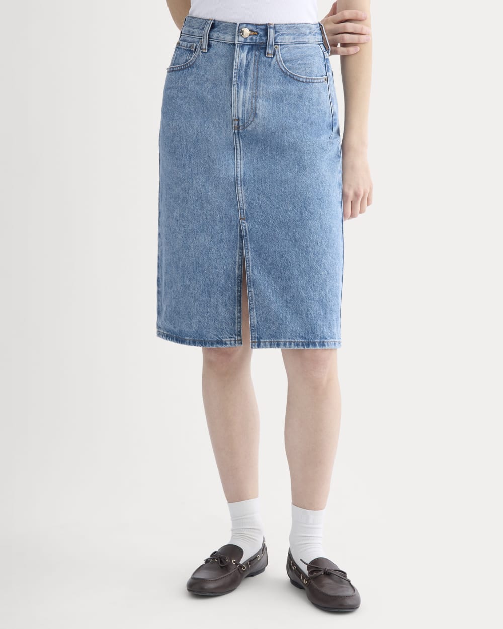 Mid-Rise Denim Midi Skirt | Vintage Mid Indigo - Image 4
