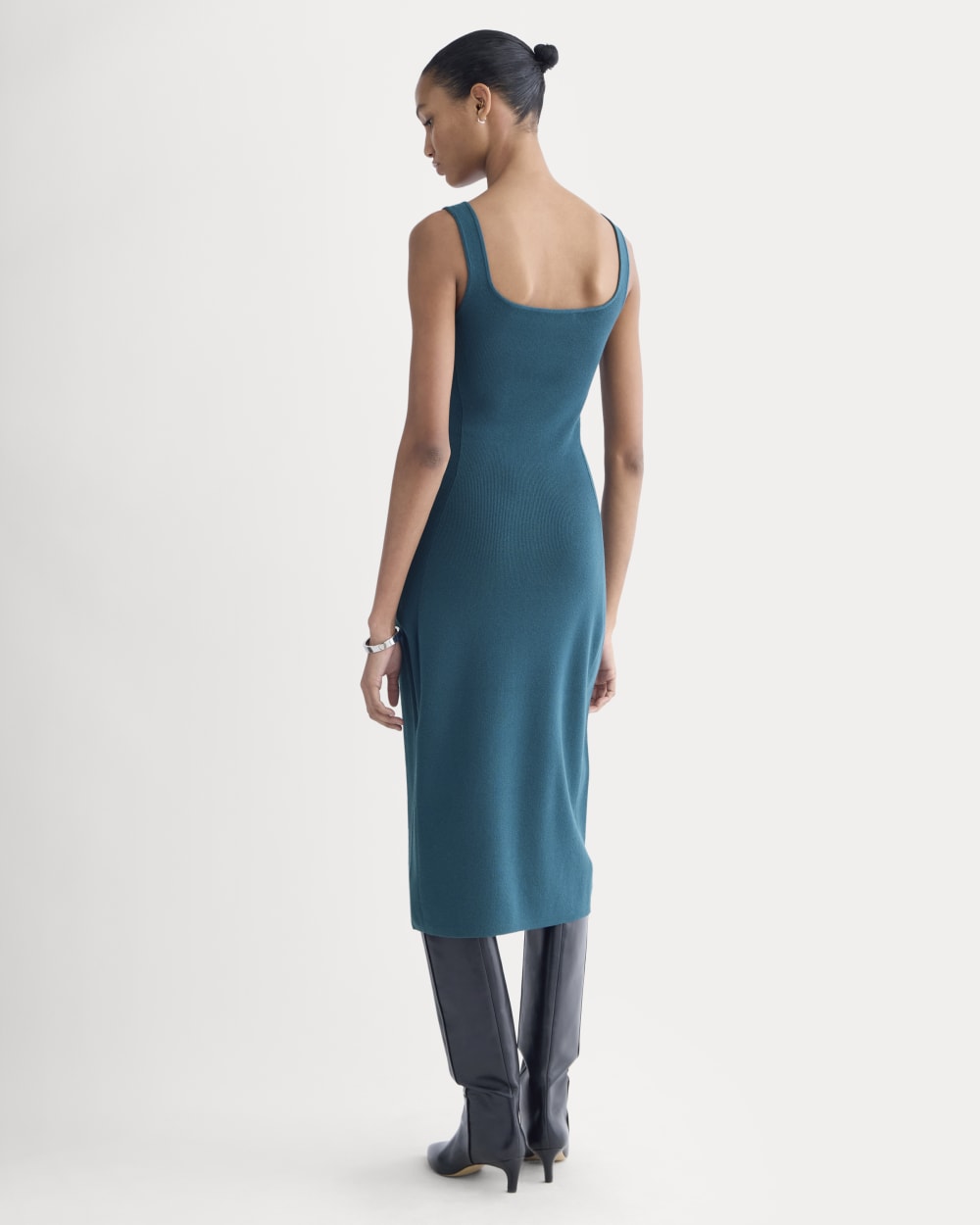 Knit Square-Neck Midi Dress | Reflecting Pond - Image 4