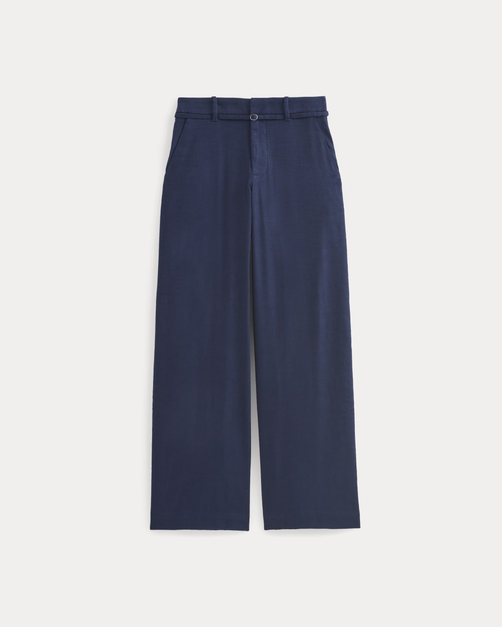 Wide-Leg Belted Pant in Stretch Linen | Navy | Regular - Image 2