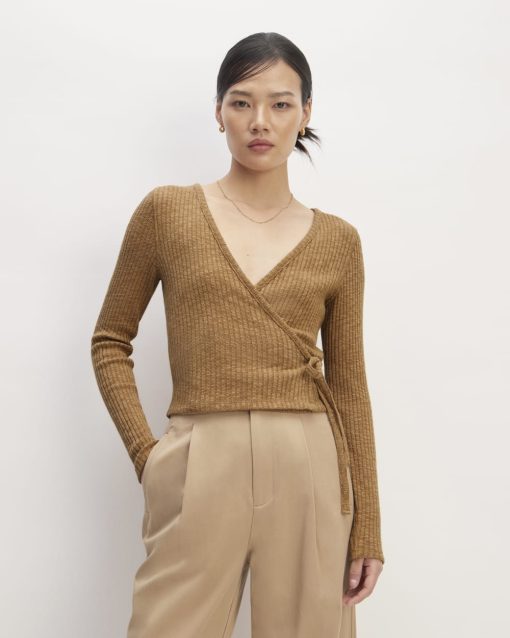The Cozy Rib Wrap Top | Cappuccino