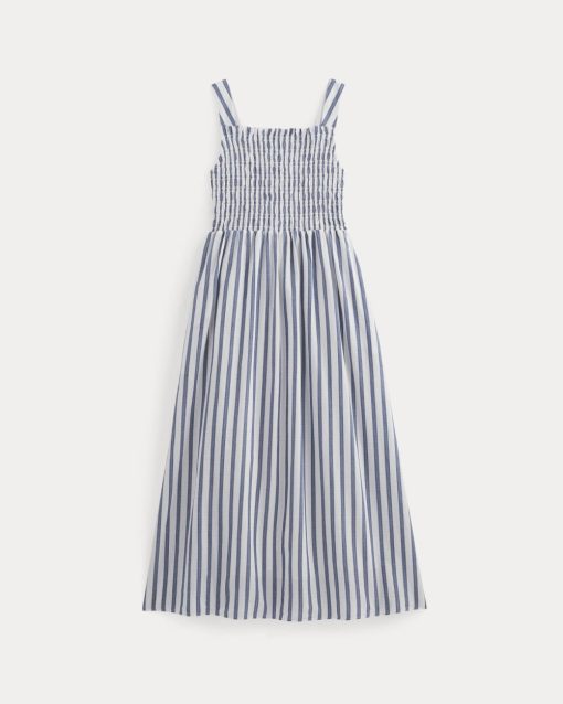 Alternative view of The Gauze Smock Dress | White / Mazarine Blue