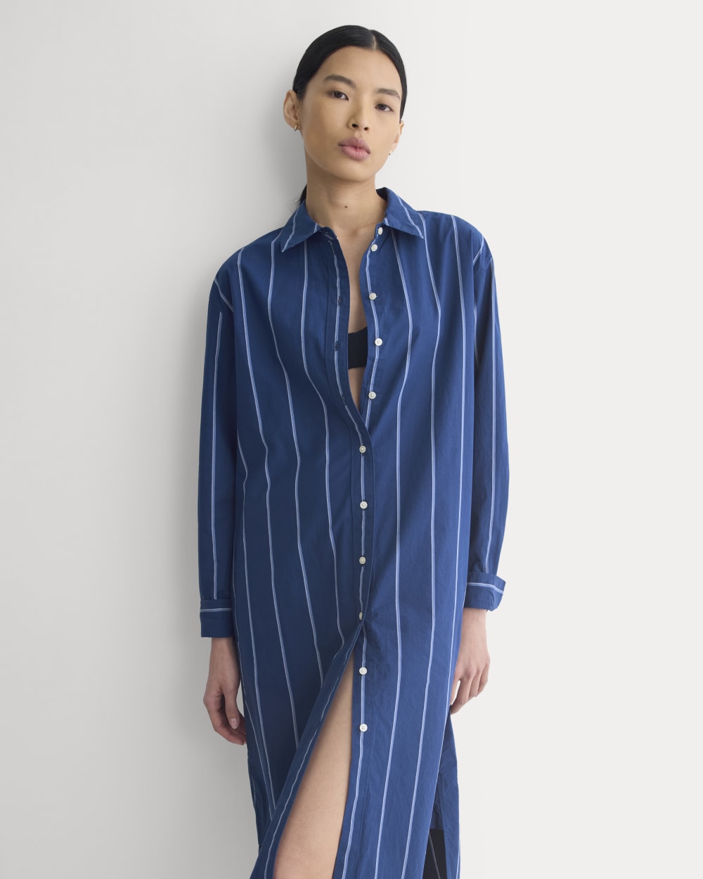 Midi Shirtdress in Ultrasoft Cotton | Estate Blue/Open Air/White - Image 4