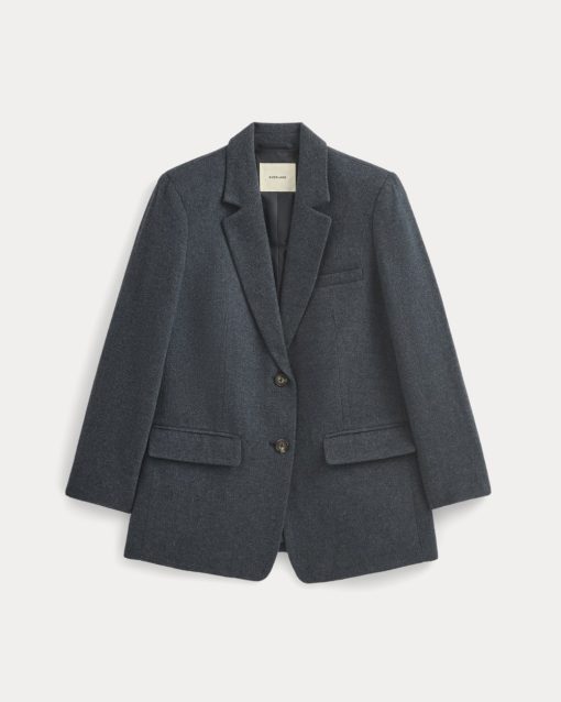 Alternative view of The Oversized Blazer in Wool | Navy Herringbone