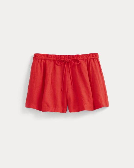 Alternative view of Flowy Short in Linen | Fiery Red