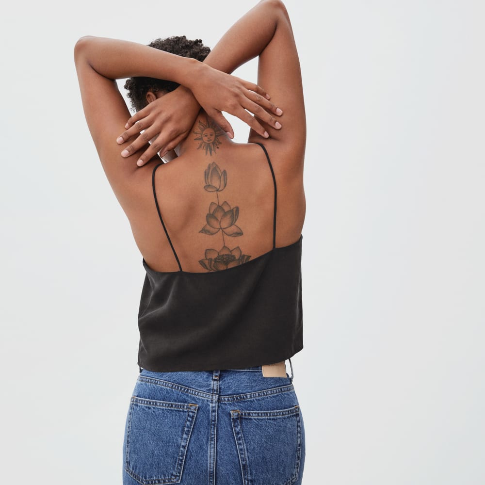 The Washable Silk Cropped Cami | Black - Image 4