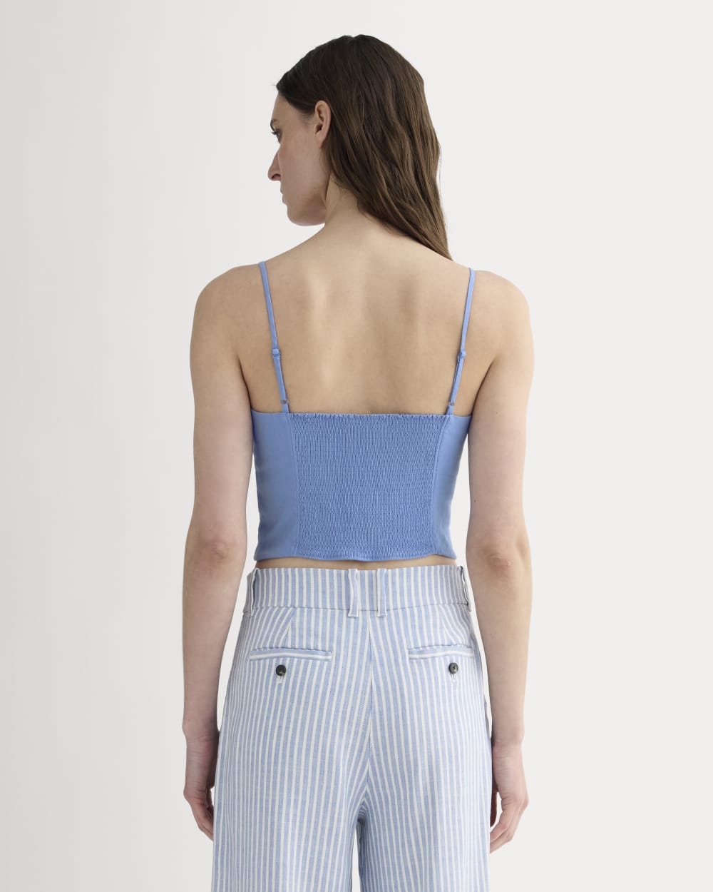 The Seamed Top in Stretch Linen | Bluebell - Image 5