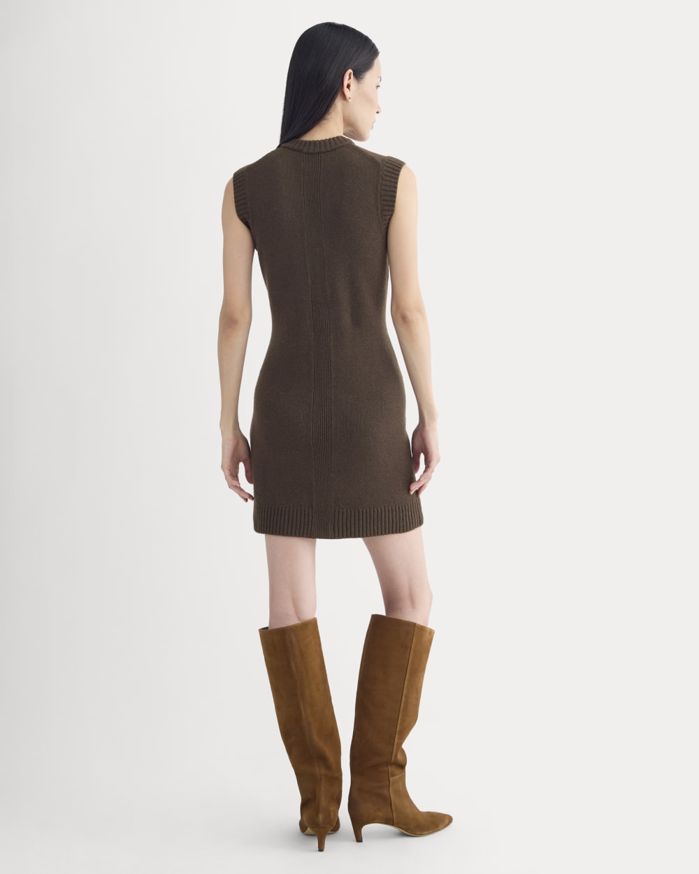 Sweater Mini Dress in Luxe Merino | Coffee Bean - Image 4