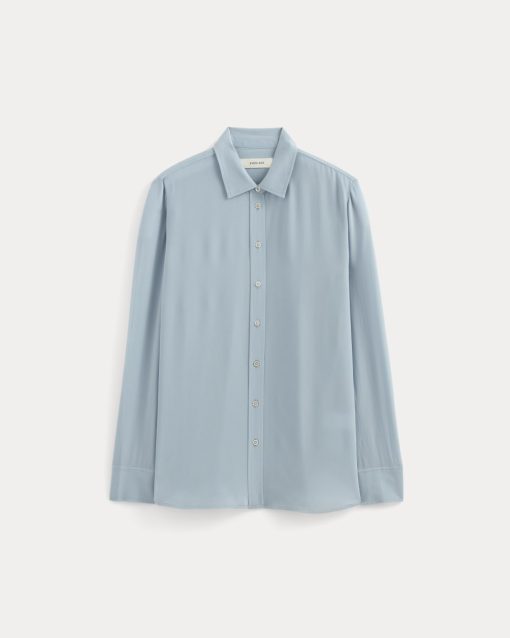 Alternative view of The Must-Have Shirt in Washable Silk | Soft Blue