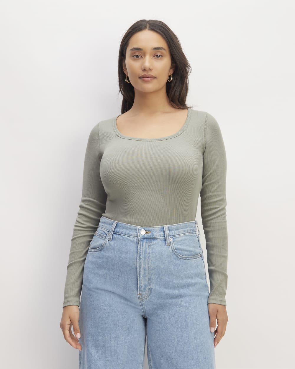 The Luxe Rib Long-Sleeve Scoop-Neck Tee | Sage Green - Image 5