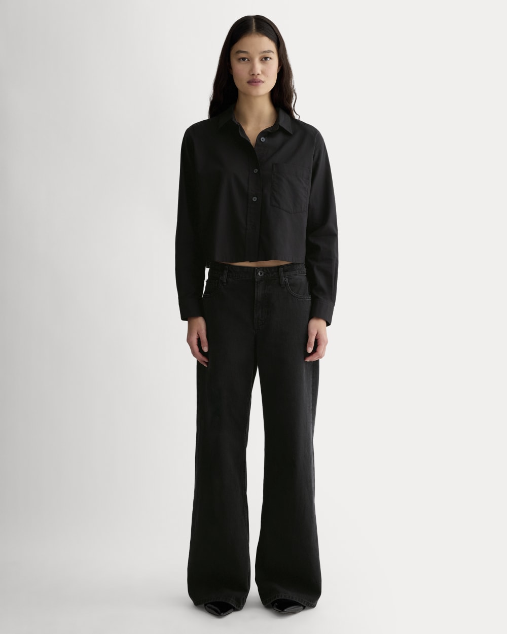 The Way-Short Shirt in Silky Cotton | Black - Image 4
