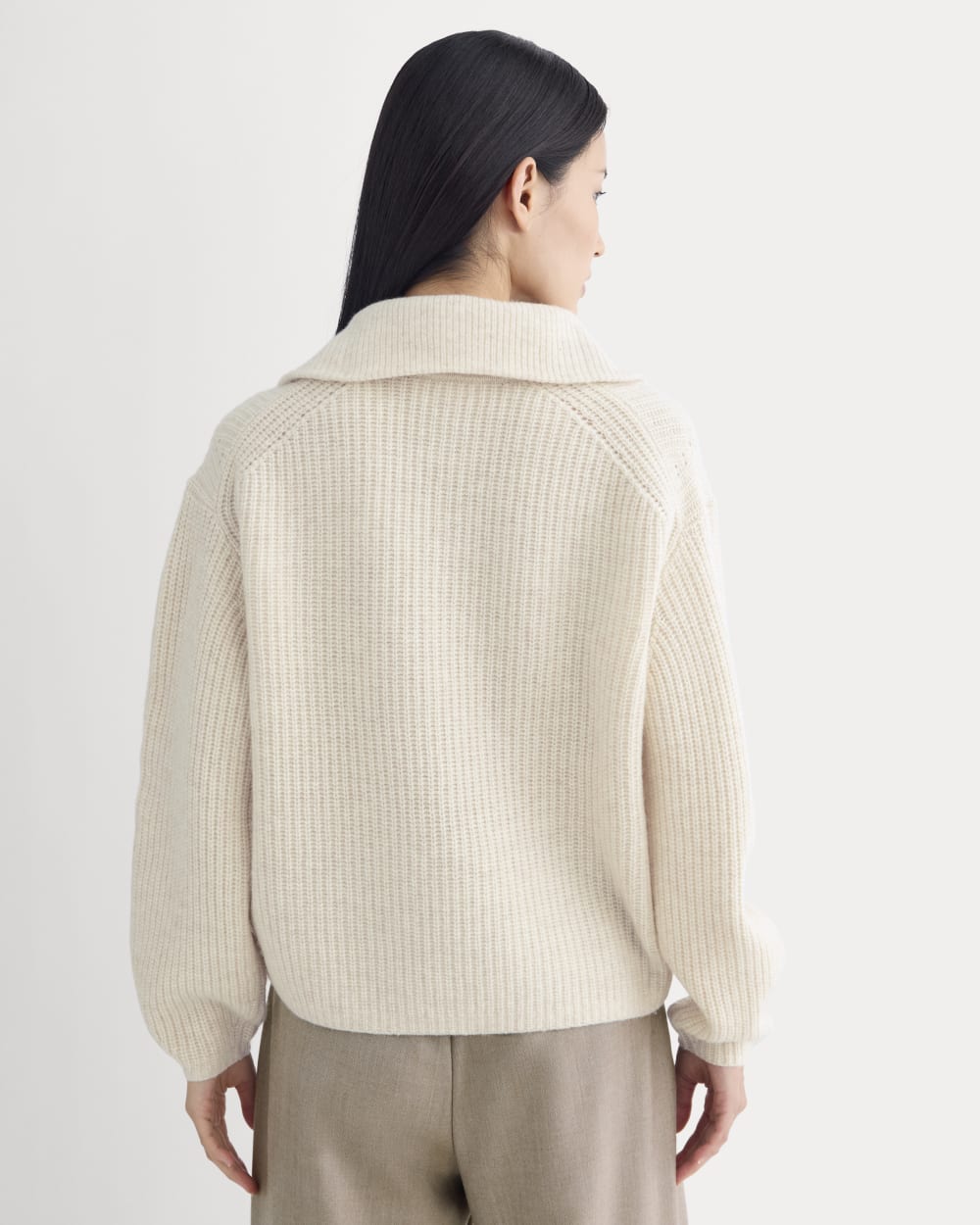 The Half-Zip Sweater in Luxe Merino | Heathered Oat - Image 7
