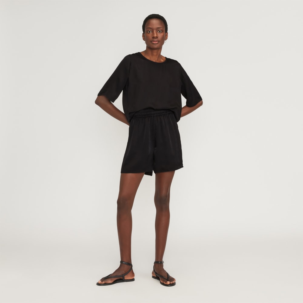 The Satin Relaxed Tee | Black - Image 5