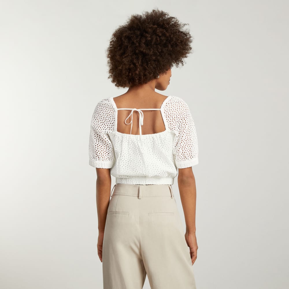 The Eyelet Puff Sleeve Top | White - Image 4