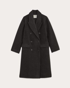 Alternative view of The Double-Breasted Coat in Wool | Heather Charcoal