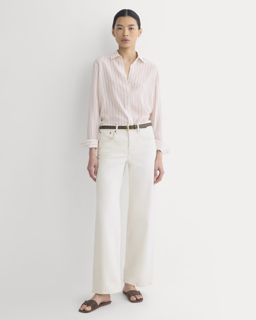 The Must-Have Shirt in Washable Silk | Bone / Rose - Image 3