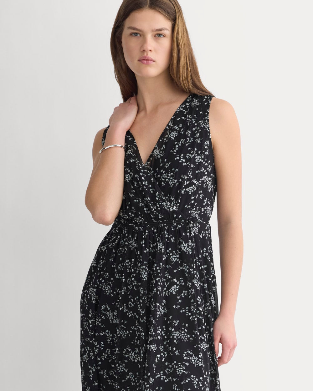 Maxi Dress in Silk Georgette | Floral/Black - Image 4