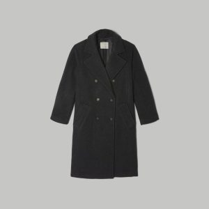 Alternative view of The Italian ReWool® Long Peacoat | Heathered Black
