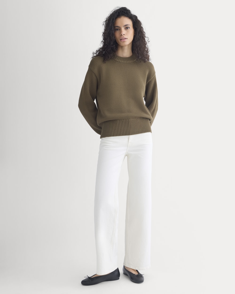 Oversized Cocoon Crew in Elevated Cotton | Beech - Image 4