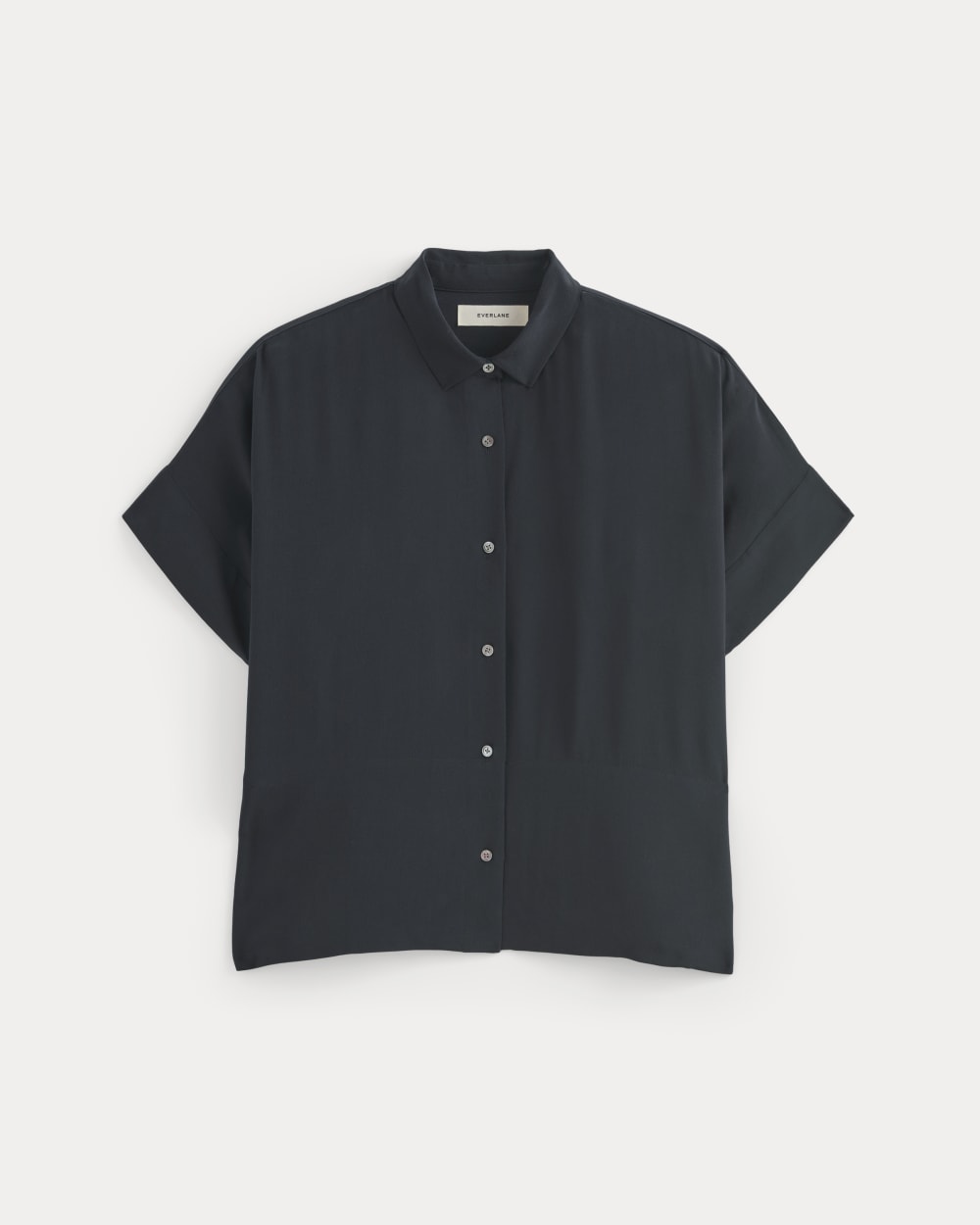 The Boxy Shirt in Washable Silk | Navy - Image 2