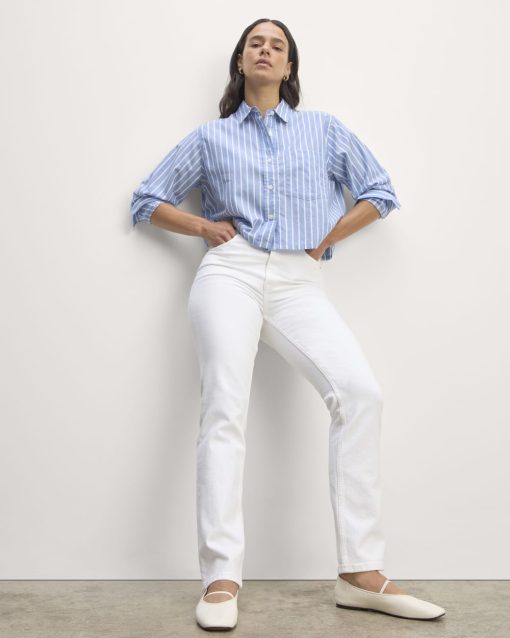 Alternative view of The Way-Short Shirt in Silky Cotton | Mariner Blue / White