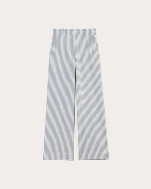 Alternative view of The Wide-Leg Pant in Stretch Linen | Bluebell / Bone