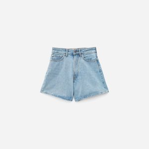 Alternative view of The A-Line Denim Short | Powder Blue