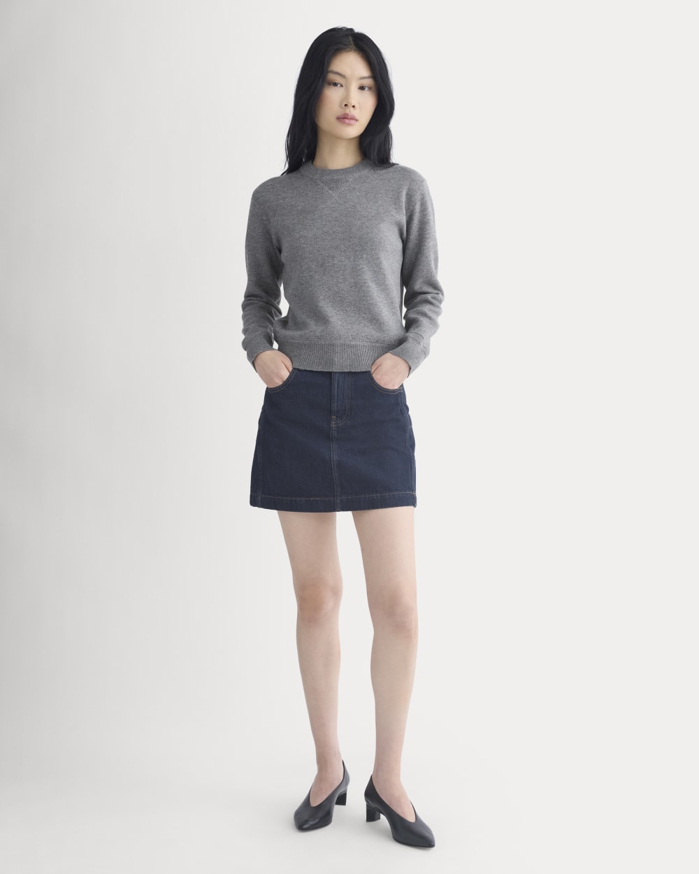 Double Knit Crew in Cotton Merino | Mid Grey/Graphite - Image 3