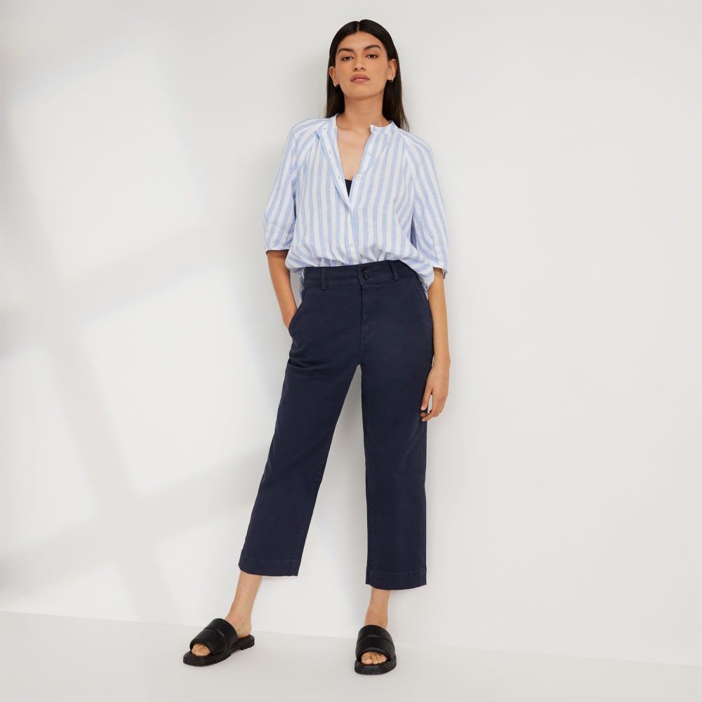 The Linen Puff Sleeve Shirt | Blue / White - Image 6