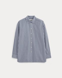 Alternative view of The Boyfriend Shirt in Ultrasoft Cotton | Bone / Mazarine Blue