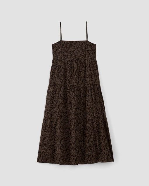 Alternative view of The Gauze Tiered Dress | Black / Cocoa Small Floral