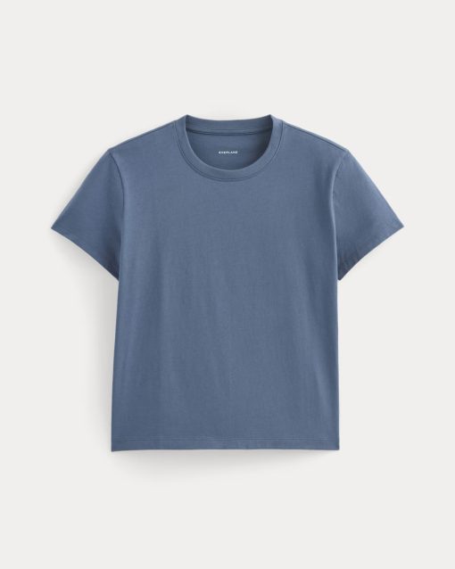 Alternative view of The Box-Cut Tee in Essential Cotton | Faded Navy | No Pocket