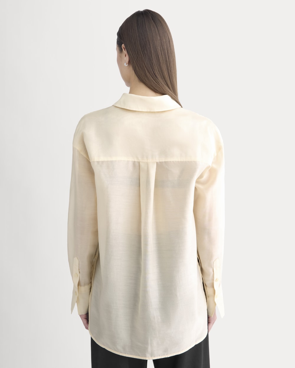 Oversized Shirt in Cotton-Silk Organza | Parchment - Image 5