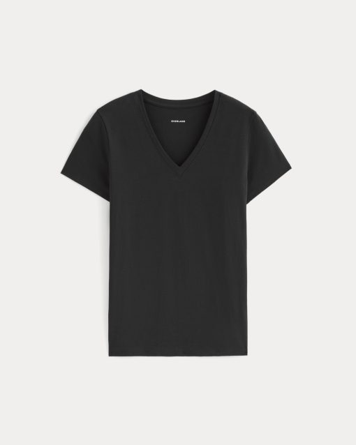 Alternative view of The Slim V-Neck Tee in Essential Cotton | Black