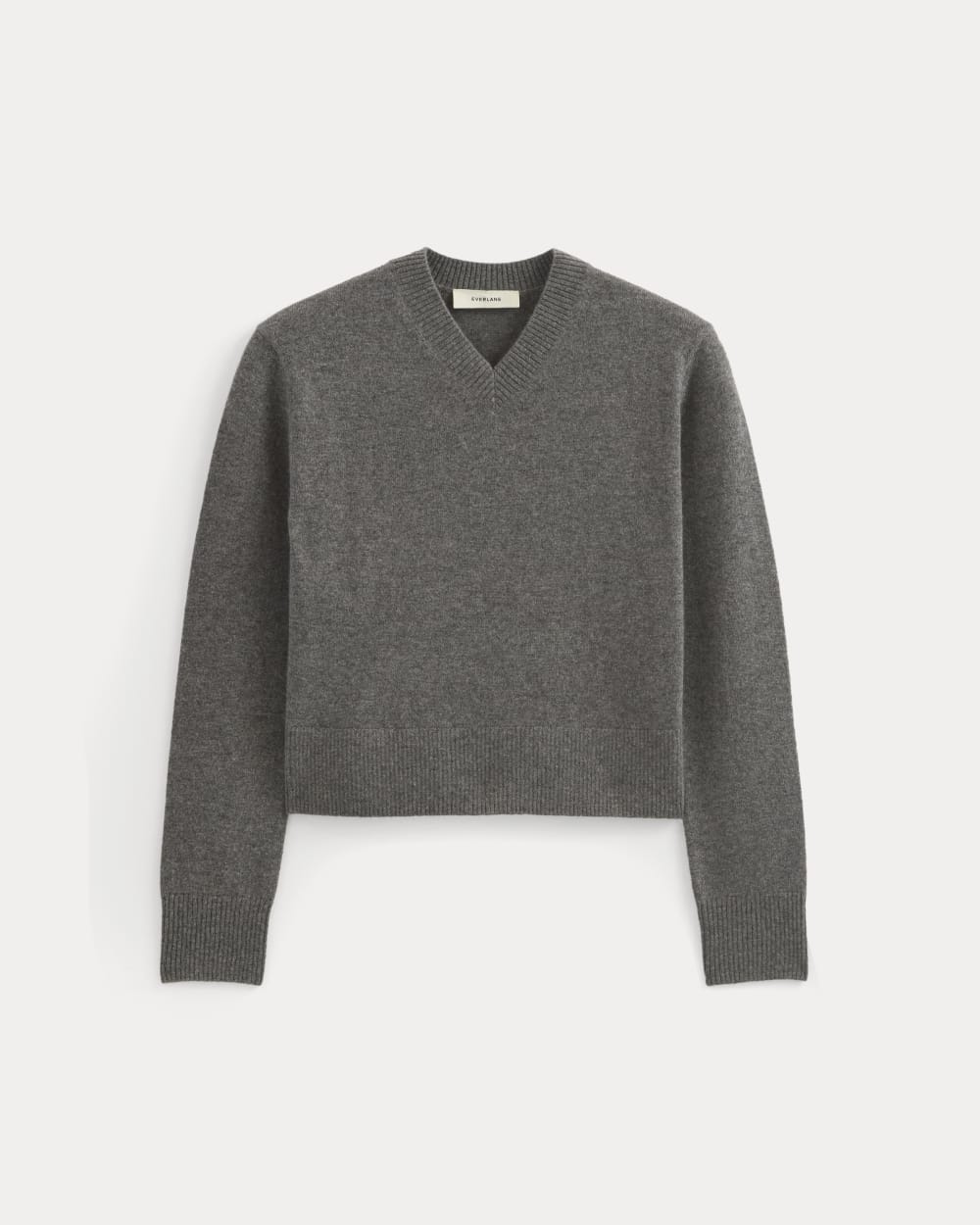 Cashmere Cropped High-V Sweater | Heather Charcoal - Image 2