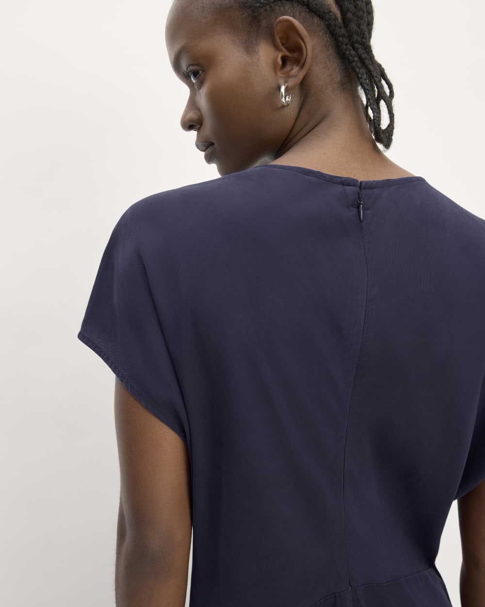 The TENCEL™ Short-Sleeve Midi Dress | Navy - Image 5