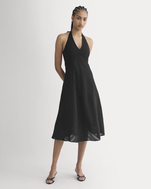 Textured Halter Midi Dress | Black