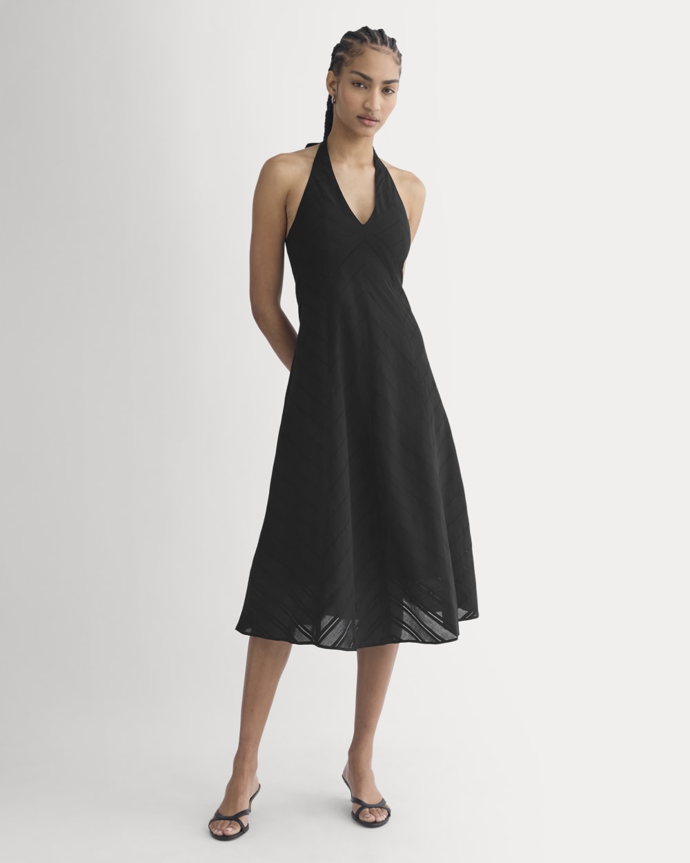 Textured Halter Midi Dress | Black