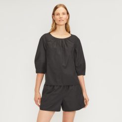 The Poplin Scoop-Neck Top | Black