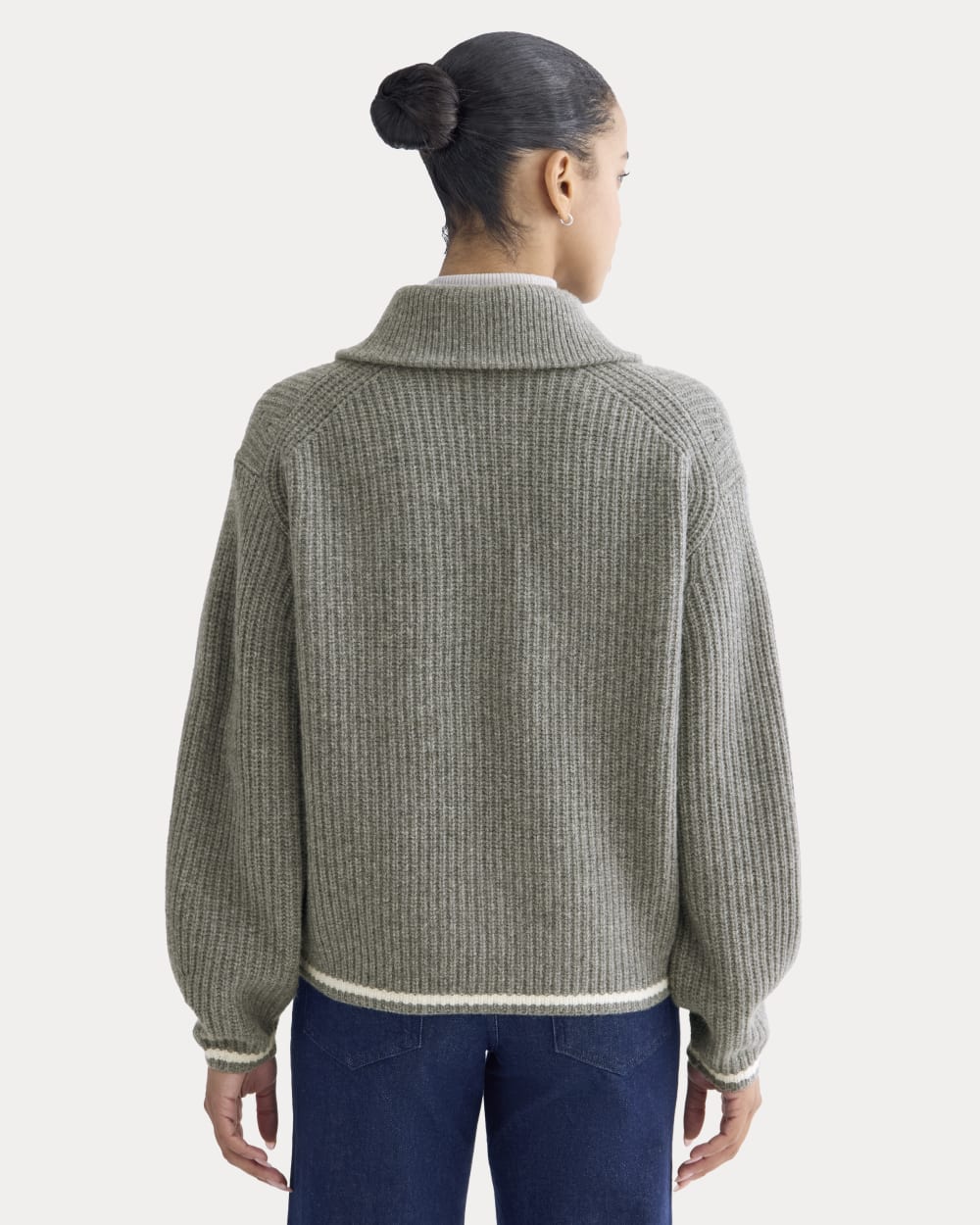 The Half-Zip Sweater in Luxe Merino | Heathered Grey - Image 5