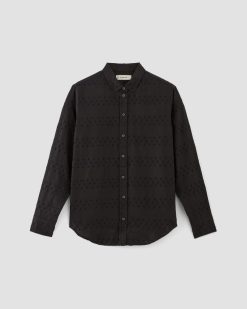 Alternative view of The Linen Eyelet Relaxed Shirt | Black Eyelet