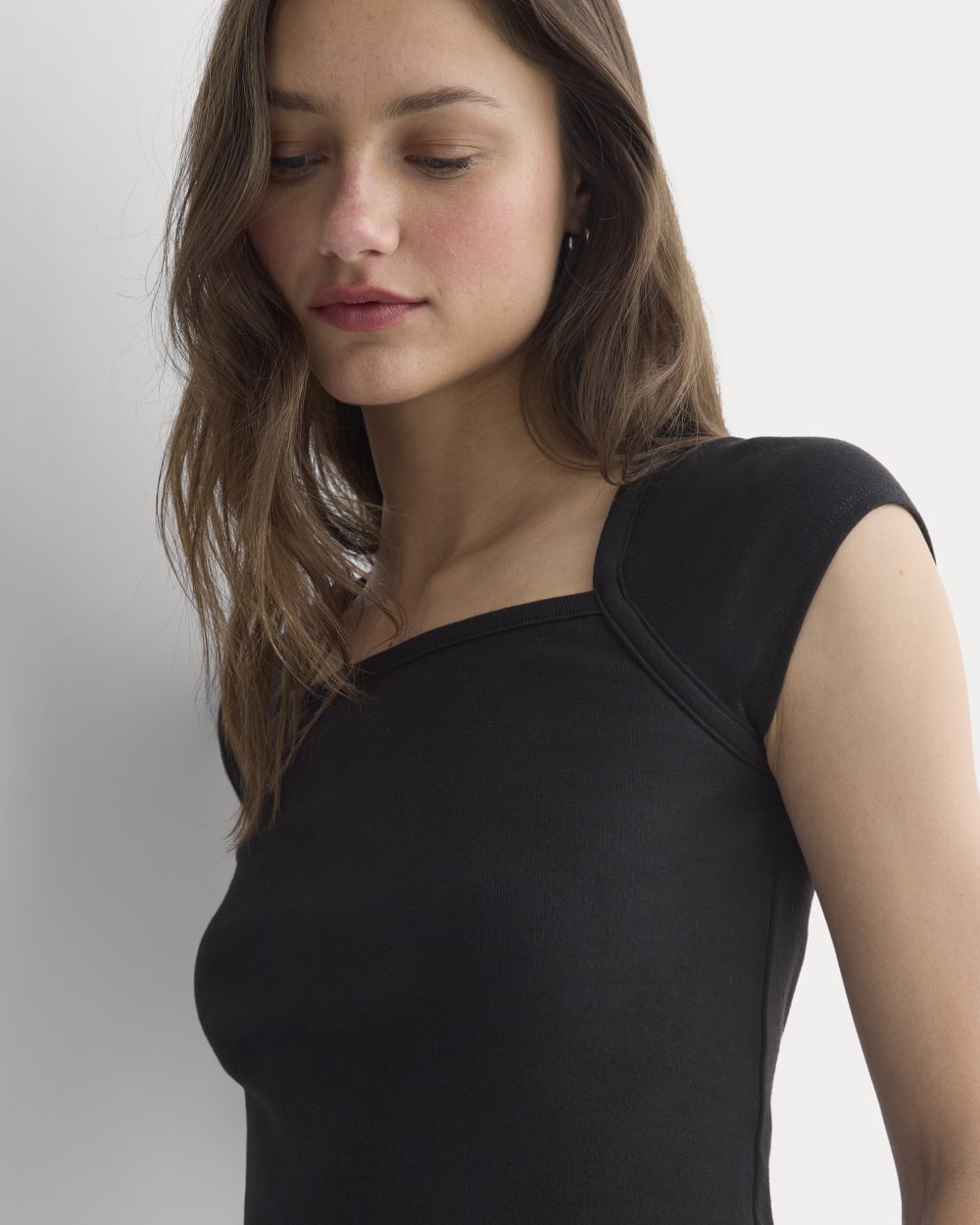 RetroSoft Cotton Square-Neck Tee | Black - Image 4