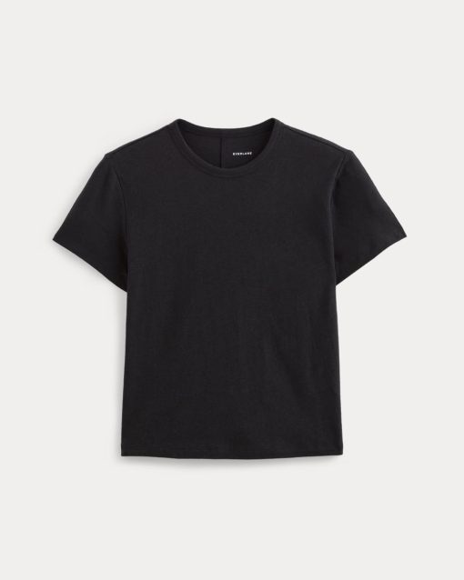 Alternative view of The Box-Cut Tee in Cotton Linen | Black